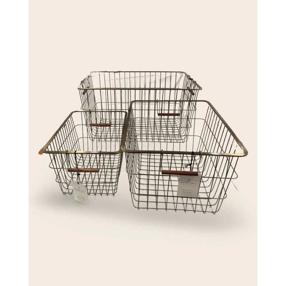 Large Rectangular Brass Wire Storage Basket - Hearth‎ & Hand Magnolia, Target